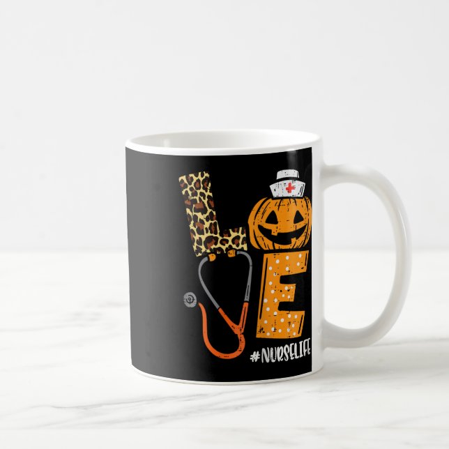 Caneca De Café Ama Enfermeira Pumpkin Leopard Fall Halloween Than (Direita)