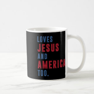 Caneca De Café Ama Jesus e América também retrô Deus cristão 4t