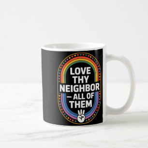 Caneca De Café Ama teu vizinho Todos eles Retro Vintage Arco-íris