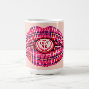 Caneca De Café Amai Beijo Escocês de Tarta Escocesa rosa