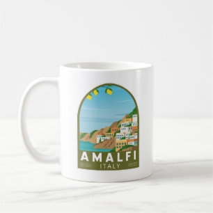 Caneca De Café Amalfi Itália Retro Viagem Art Vintage