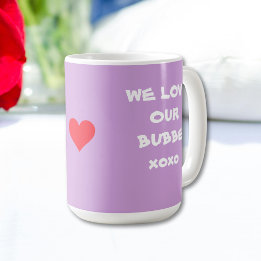 Caneca De Café "AMAMOS NOSSO XOXO BUBE" Púrpura e branca macia