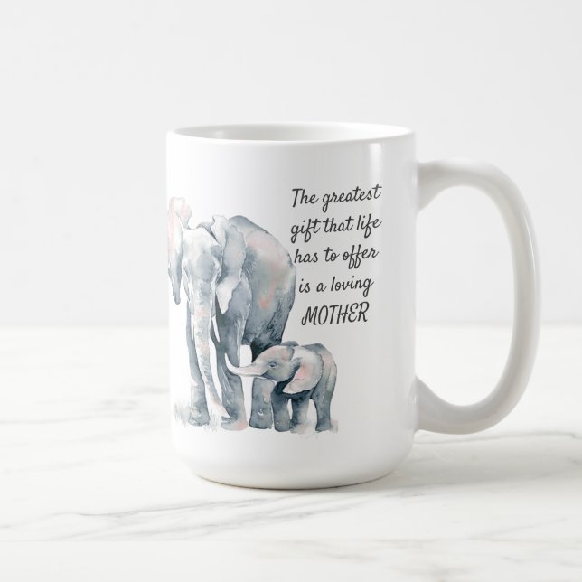 Caneca De Café Amando a Mãe Citando Elefante e Criança Mug (Direita)