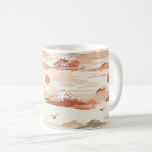 Caneca De Café Amanhecer Golden Dawn Sobre o Monte Fuji – Aquarel