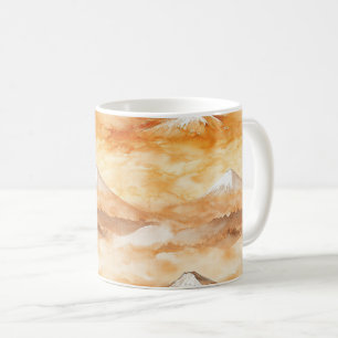 Caneca De Café Amanhecer Golden Dawn Sobre o Monte Fuji – Aquarel
