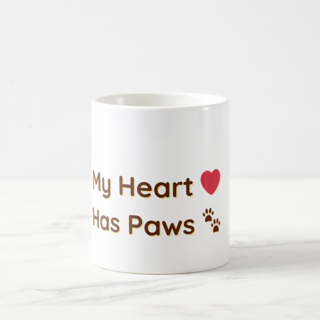 Caneca de Café Amante de Animais Meu Coração Tem P (Centro)