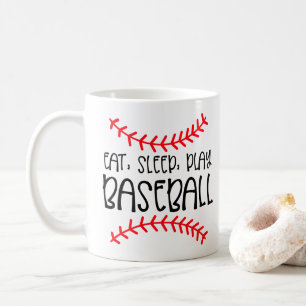 Caneca De Café Amante de Beisebol Comer Dormir Jogar Mamãe Papai