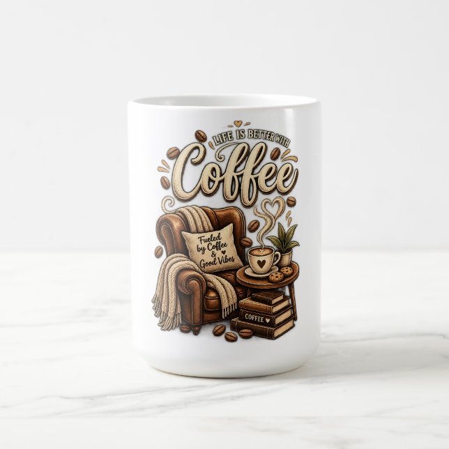 Caneca De Café Amante de Café – A Vida é Melhor Com Café (Centro)