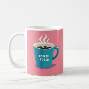 Caneca De Café Amante de café azul-rosa minimalista