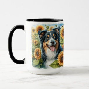 Caneca de Café Amante de Cão Border Collie Floral