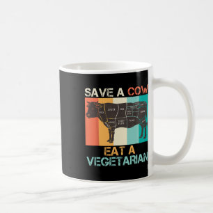 Caneca De Café Amante de Carne Salve uma Vaca Coma um Vegetariano