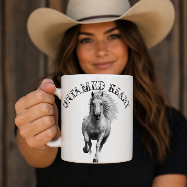 Caneca De Café Amante de Cavalo de Coração Indomado (Criador carregado)