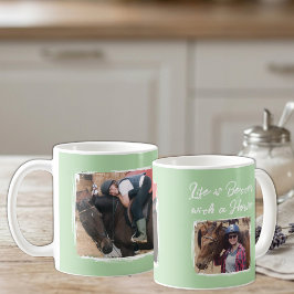 Caneca De Café Amante de cavalos 2 foto branco verde