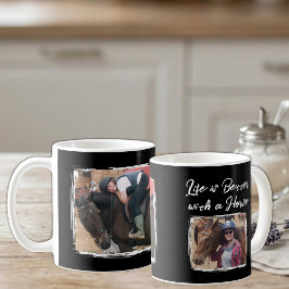 Caneca De Café Amante de cavalos 2 foto preto branco