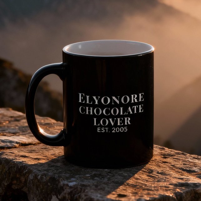 Caneca De Café Amante de Chocolate Branco Nome Personalizado Est (Criador carregado)