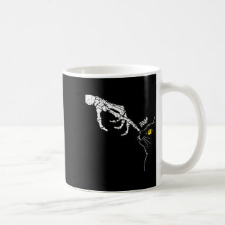 Caneca De Café Amante de Gato Preto Esqueleto Mão Boop Halloween 