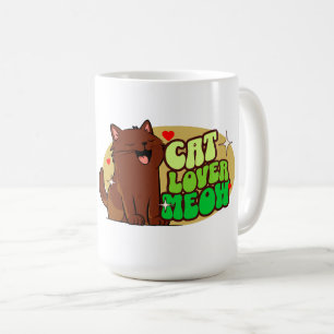 Caneca De Café Amante de Gatos Meow - gato marrom