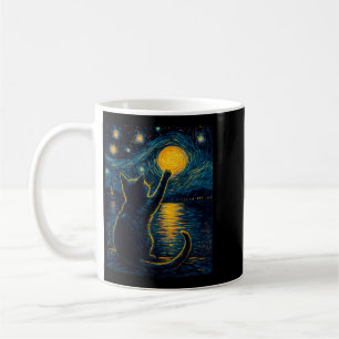 Caneca De Café Amante de Gatos Pretos Noite Estrelada Vincent Van