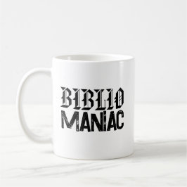 Caneca De Café Amante de Livros BiblioManiaco em Fontes Divertida