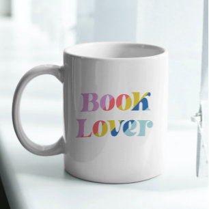 Caneca De Café Amante de livros tipografia retrô colorida moderna