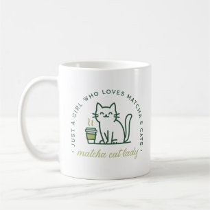 Caneca De Café Amante de matcha e gato engraçado apenas uma garot