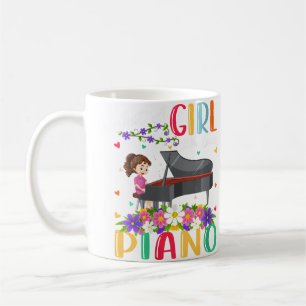 Caneca De Café Amante de Música de Piano Feminina Só Uma Garota Q