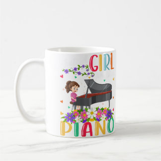 Caneca De Café Amante de Música de Piano Feminina Só Uma Garota Q