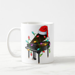 Caneca De Café Amante de Música de Piano Natal Chapéu de Papai No