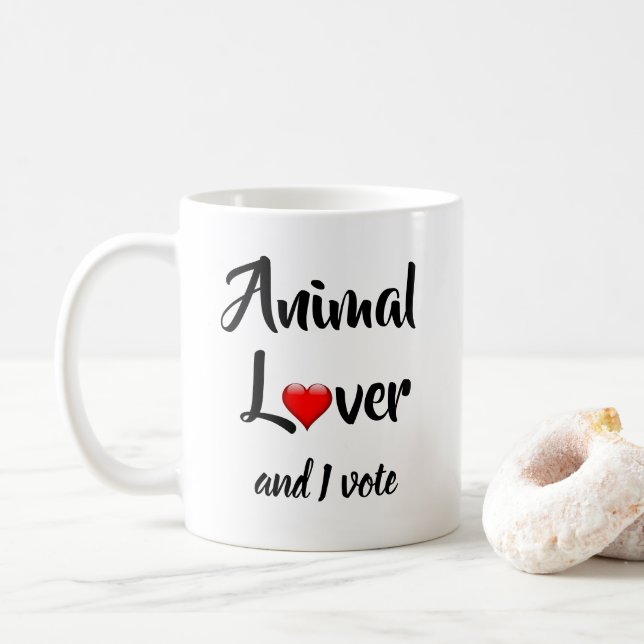 Caneca De Café Amante de os animais e eu votaremos (Com Donut)