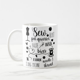 Caneca De Café Amante de Palavras de Costura Amar Costurar Tipogr