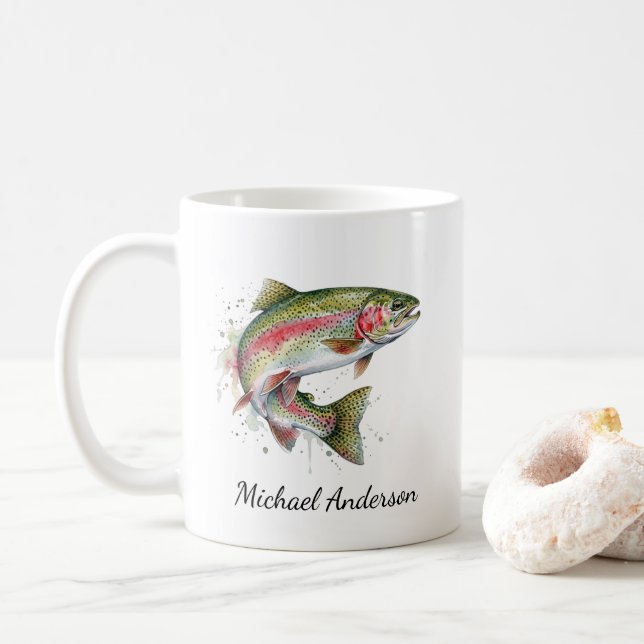 Caneca De Café Amante de Pesca Personalizado – Design de Pesca de (Com Donut)