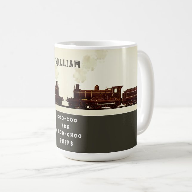 Caneca De Café Amante de Trem Personalizado (Frente Esquerda)