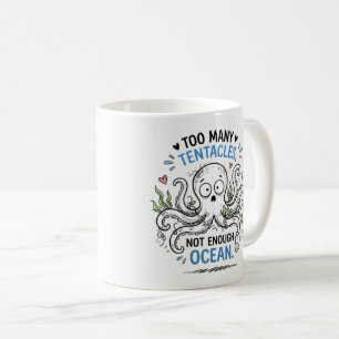 Caneca de Café Amante do Oceano com Muitos Tentácu