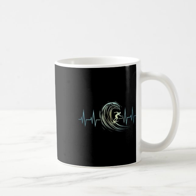 Caneca De Café Amante do Surf Coração Batimento Surfboards Surfis (Direita)