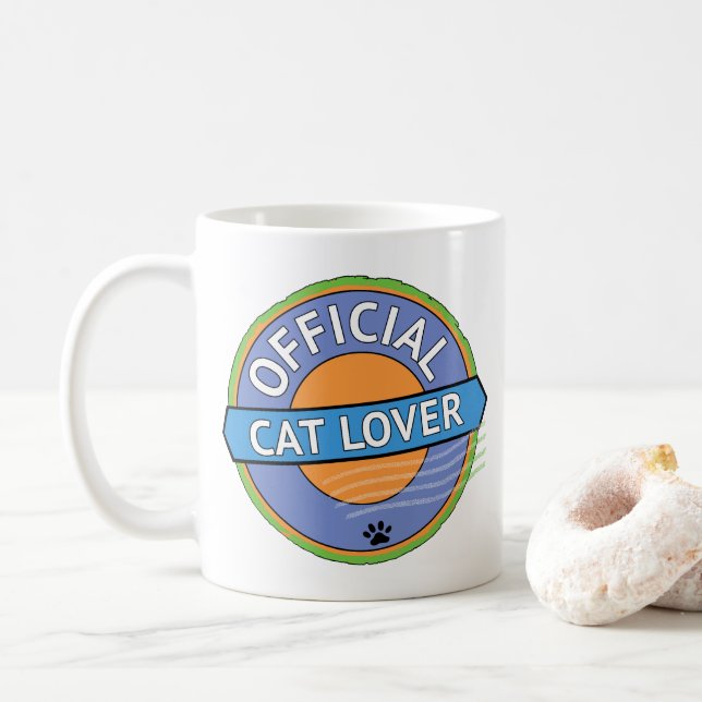 Caneca De Café Amante Oficial de Gatos (Com Donut)