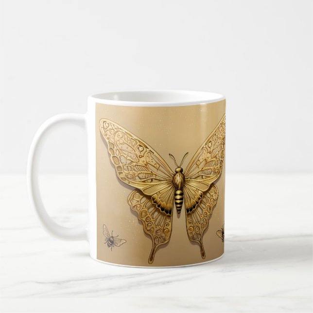 Caneca De Café Amantes da Vida Selvagem da Borboleta ouro (Esquerda)