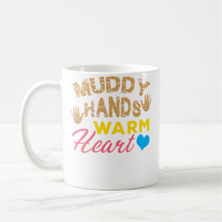 Caneca De Café Amantes de Cerâmica com Mãos Sujas e Coração Quent