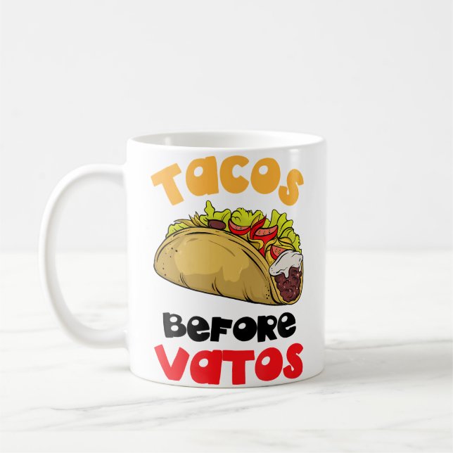 Caneca De Café Amantes de Comida Tacos Antes de Vatos (Esquerda)