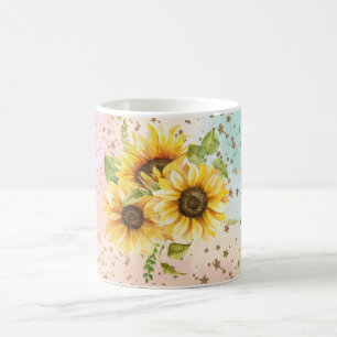 Caneca De Café Amantes de girassóis d luz solar, Decoração de coz