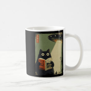 Caneca De Café Amantes de Livros de Gatos Japoneses Vintage Ovni