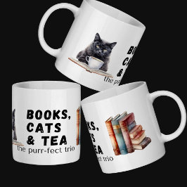 Caneca De Café Amantes de livros-presentes, donos de gatos, bebed