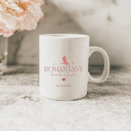 Caneca De Café Amantes de Livros Românticos Minimalistas Rosa