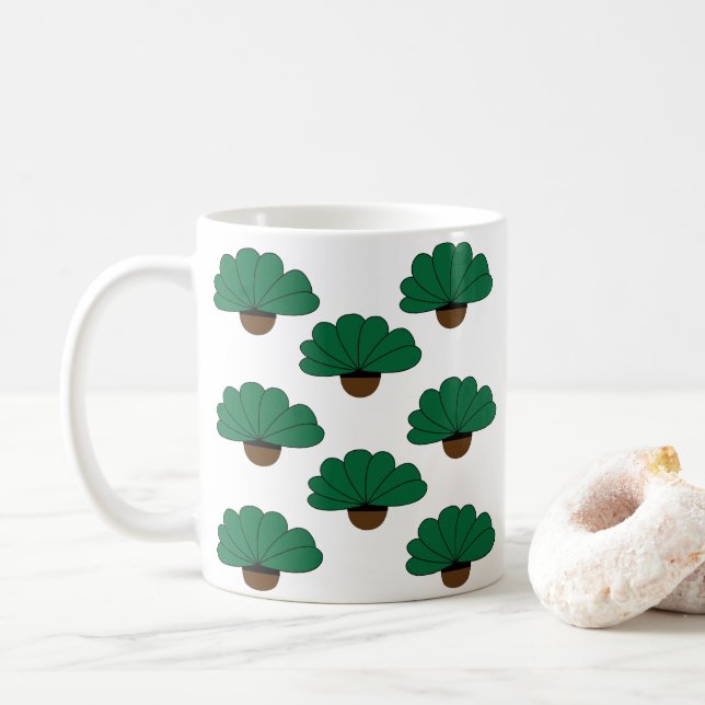 Caneca De Café Amantes de Plantas Vasos de Plantas Verdes (Com Donut)