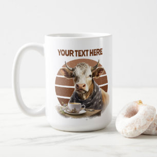 Caneca De Café Amantes de vacas brancas adicionam texto