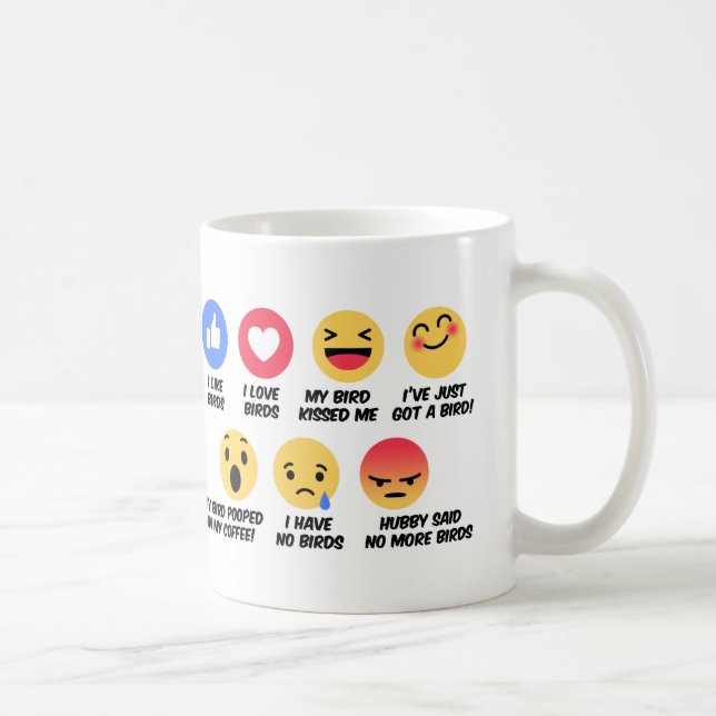 Caneca De Café Amantes do pássaro da reação de Facebook (Direita)