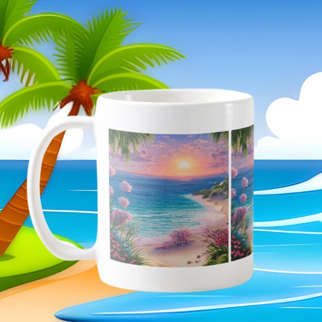 Caneca De Café amantes fofos do oceano de praia (Criador carregado)