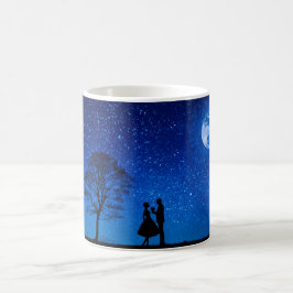 Caneca De Café Amantes sob uma lua cheia  