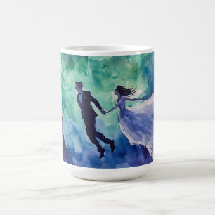 Caneca De Café Amantes Voantes - Pintura Por Aquarela