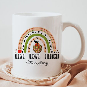 Caneca De Café Amar Ensinar Apreciação do Professor Arco-Íris
