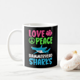 Caneca De Café Amar Paz Tubarões-Hammerhead Tubarão-Mar-Fão